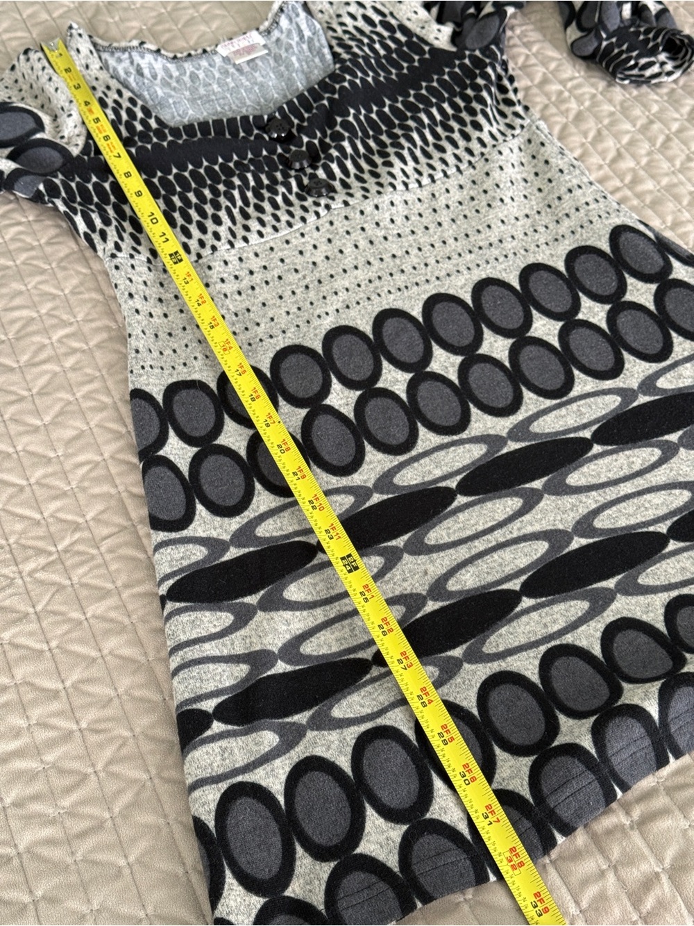 Funky People Geometric Mod Dress | Women’s Long Sleeve Mini Knit Dress Size M - Picture 4 of 6